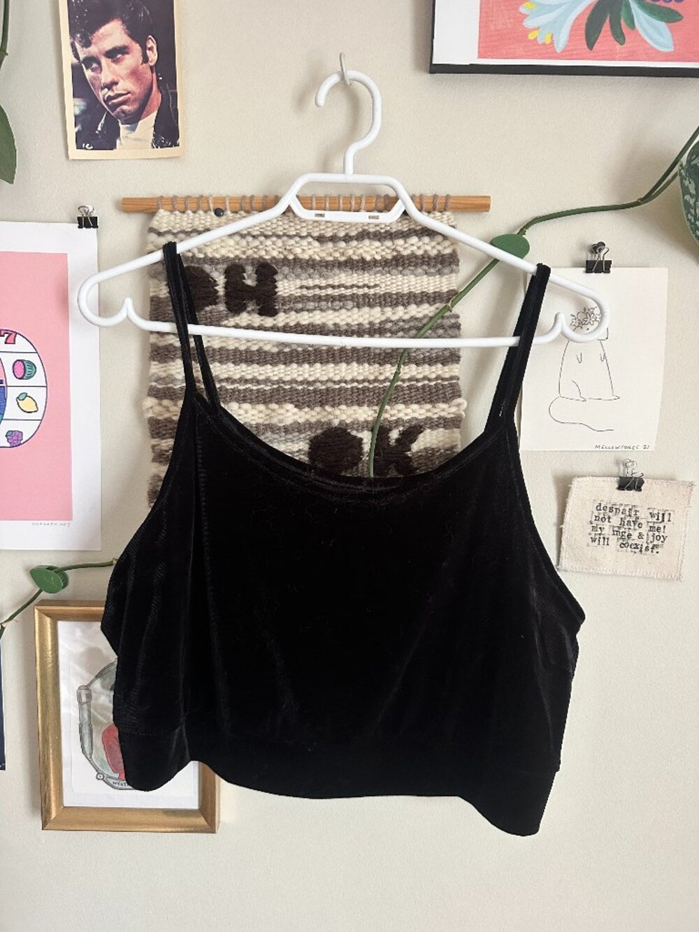velour cropped tank top